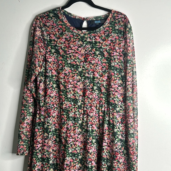Anthropologie Eva Franco floral maxi dress long sleeve mesh boho multi color L - Picture 7 of 12